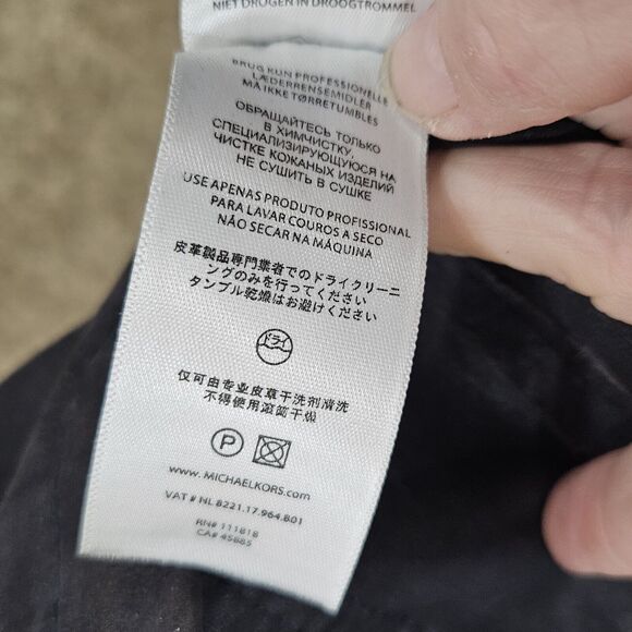 Michael Kors Black Suede Leather Lagenlook Grunge Full Zip Hooded Jacket Medium - Picture 10 of 14